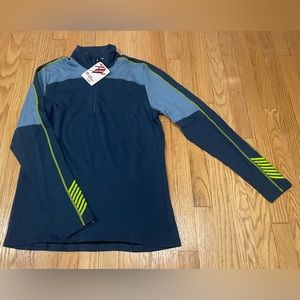 HELLY HANSEN Sweater Lifa Merino Max Half Zip Top Blue Mock Neck